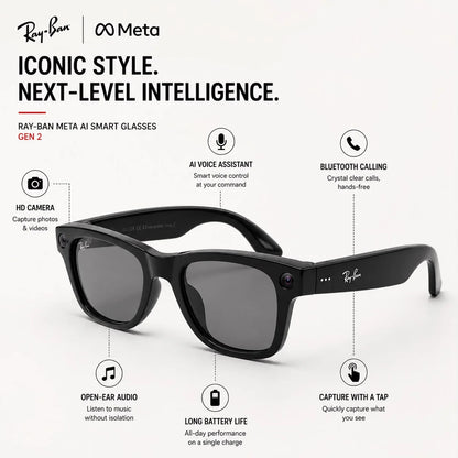 META AI Interpretation Smart Glasses Language Translation, Photochromic Lenses, AI Chat & Hands-Free Audio