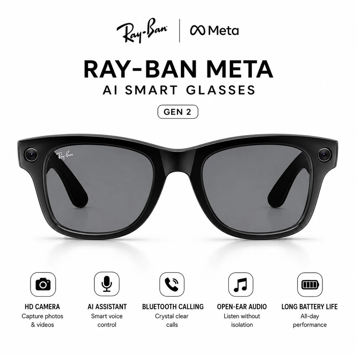 META AI Interpretation Smart Glasses Language Translation, Photochromic Lenses, AI Chat & Hands-Free Audio