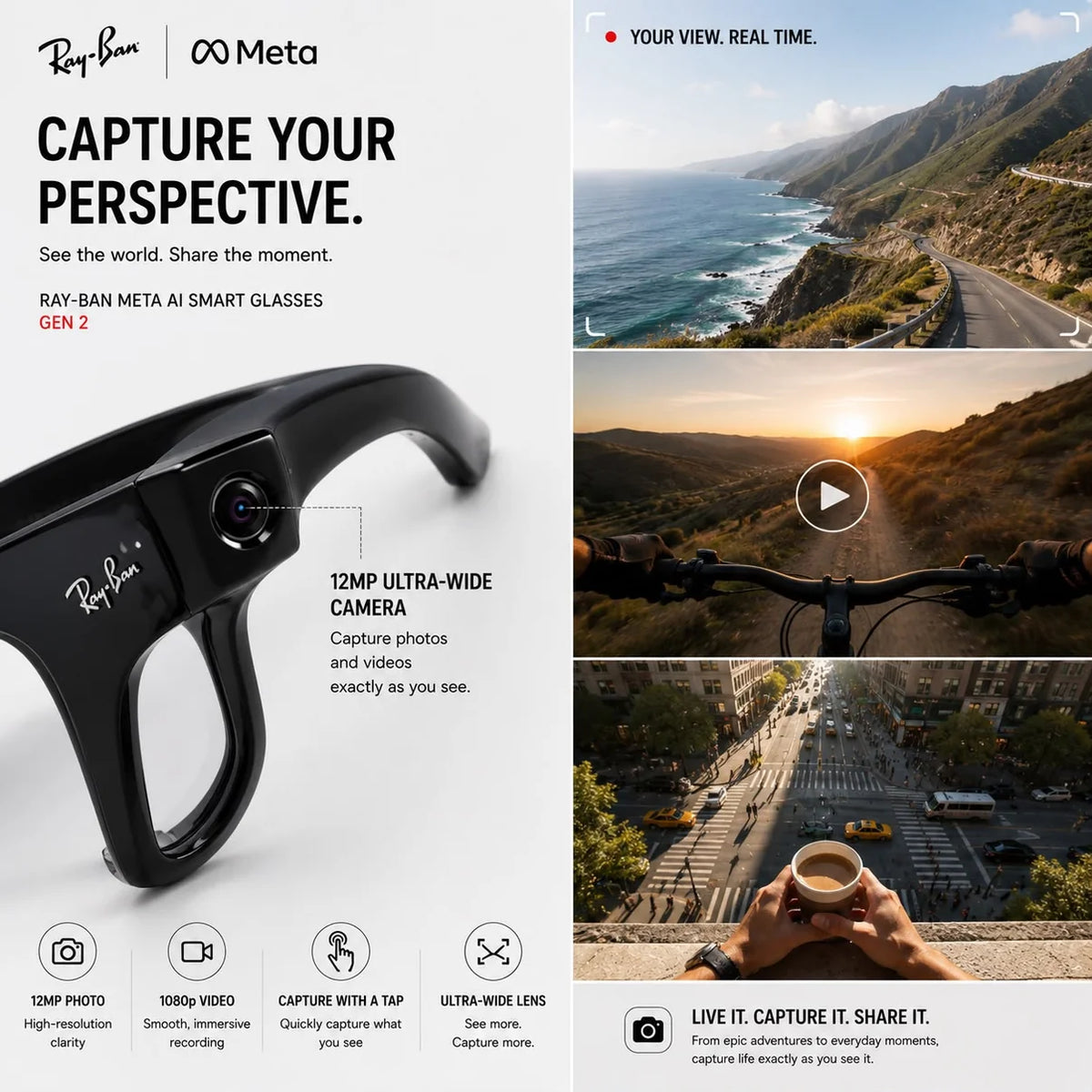 META AI Interpretation Smart Glasses Language Translation, Photochromic Lenses, AI Chat & Hands-Free Audio