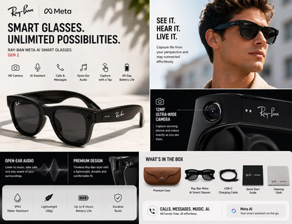 META AI Interpretation Smart Glasses Language Translation, Photochromic Lenses, AI Chat & Hands-Free Audio